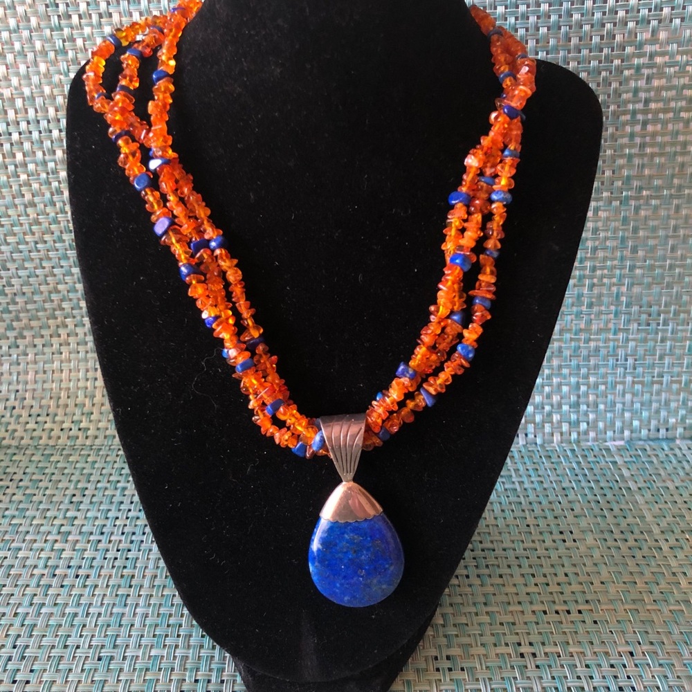 Lapis/Amber Necklace
